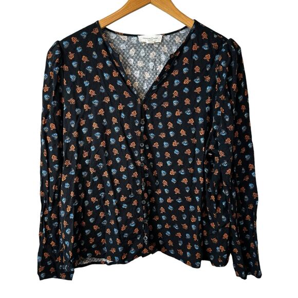 Treasure & Bond Nordstrom New Womens Floral Button Front Dobby Blouse Small - Picture 3 of 9